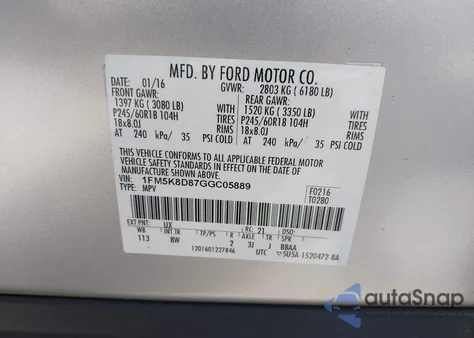 2016 Ford Explorer Xlt z USA, uszkodzony, nr VIN 1FM5K8D87GGC05889